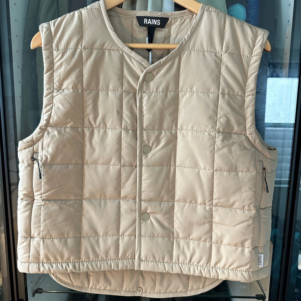 Rains Tan Quilted Vest